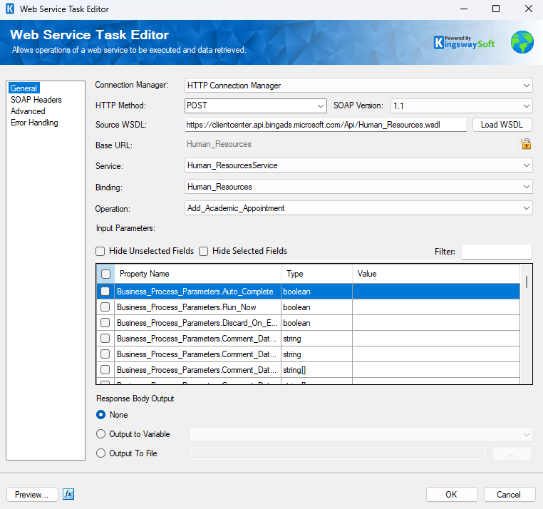 SSIS Web Service Task